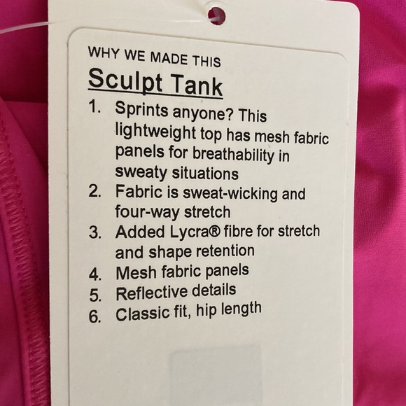 Lululemon Sculpt Tank Top BNWT
Sonic Pink - Picture 11 of 11